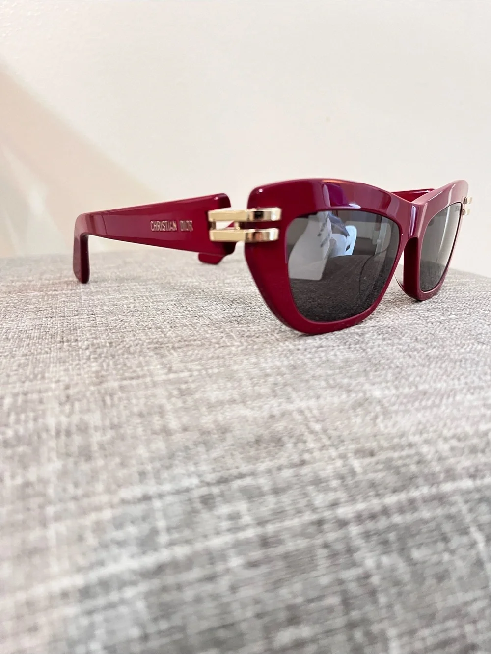 Dior Burgundy Cat-Eye Sunglasses with Gold Temples